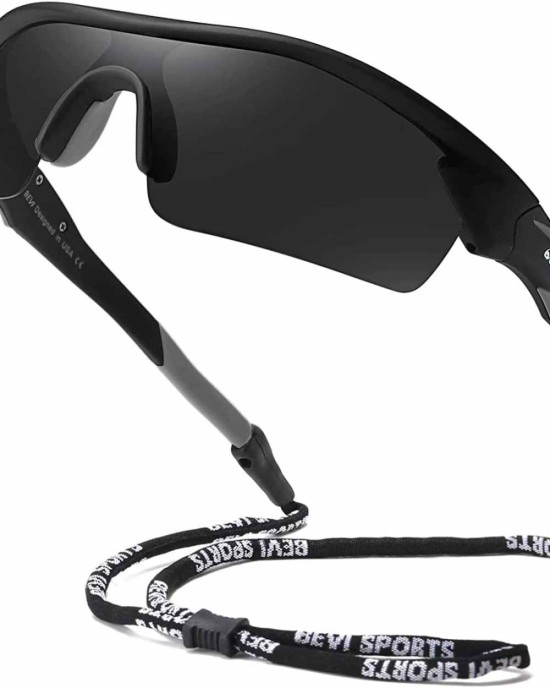 Bevi Polarized Sports Sunglasses TR90 Unbreakable Frame for Men Women Running Cycling Golf Baseball
