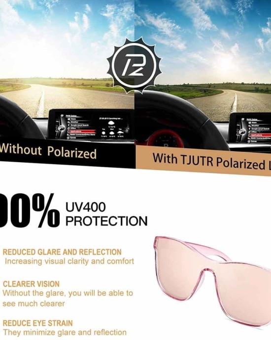 TJUTR Womens Sunglasses Classic Siamese Sunglasses Trendy One Piece Square Oversized Shades Polarized 100% UV Protection