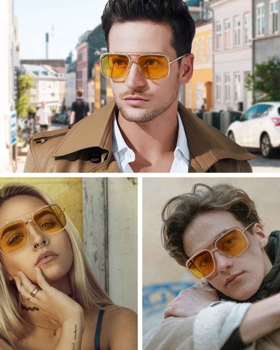 MAFEEDSS Sunglasses Men and Womens Driving Polarized Vintage Square Fashion Aviator Sunglasses Classic Trendy