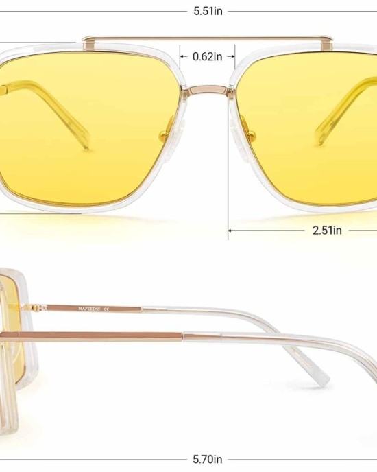 MAFEEDSS Sunglasses Men and Womens Driving Polarized Vintage Square Fashion Aviator Sunglasses Classic Trendy