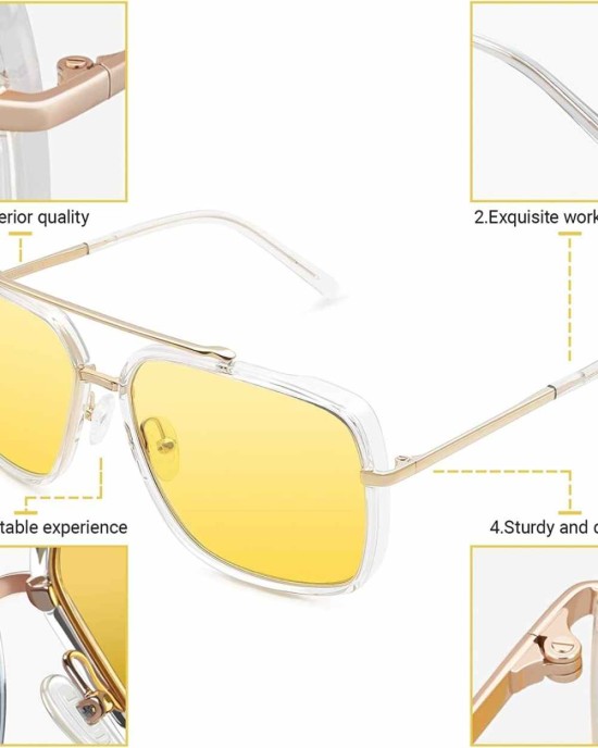 MAFEEDSS Sunglasses Men and Womens Driving Polarized Vintage Square Fashion Aviator Sunglasses Classic Trendy