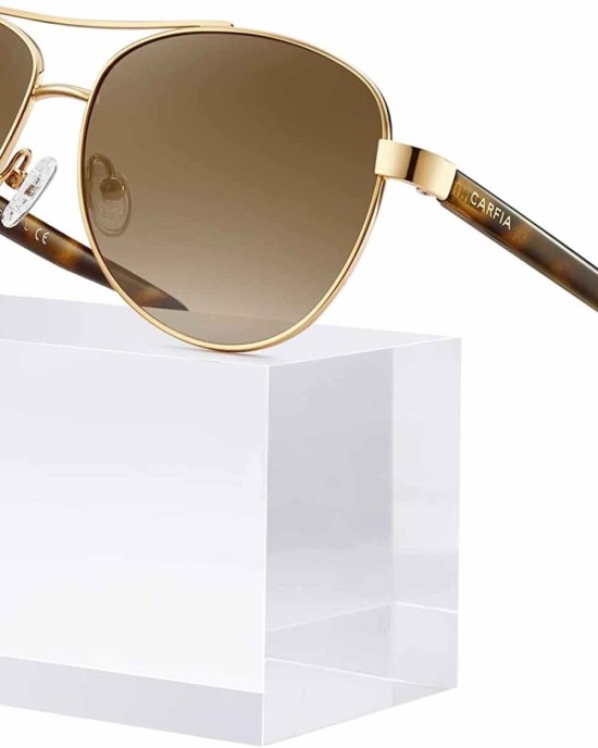 Carfia Polarized Sunglasses for Women UV Protection Lightweight Metal Frame Classic Pilot Ladies Safety Glasses CA3216