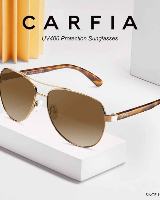 Carfia Polarized Sunglasses for Women UV Protection Lightweight Metal Frame Classic Pilot Ladies Safety Glasses CA3216