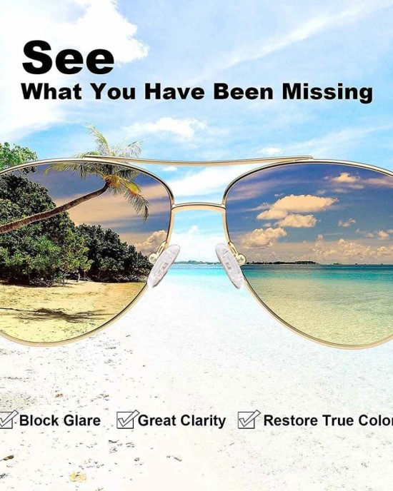 Carfia Polarized Sunglasses for Women UV Protection Lightweight Metal Frame Classic Pilot Ladies Safety Glasses CA3216