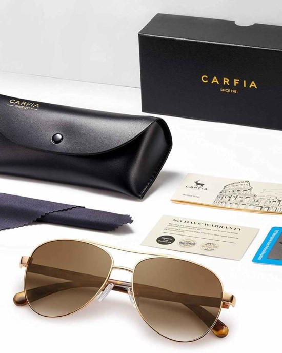 Carfia Polarized Sunglasses for Women UV Protection Lightweight Metal Frame Classic Pilot Ladies Safety Glasses CA3216