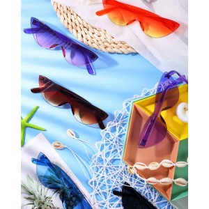 15 Pairs Candy Colored Rimless Sunglasses Cat Eye Colored Transparent Sunglasses for Women Men