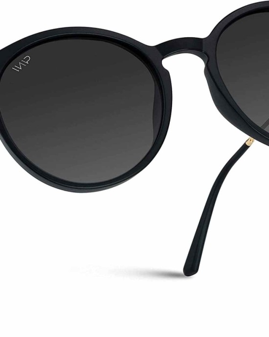 WearMe Pro - Women's Oversized Round Sunglasses with Trendy Gold Metal Temple