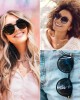 WearMe Pro - Women's Oversized Round Sunglasses with Trendy Gold Metal Temple
