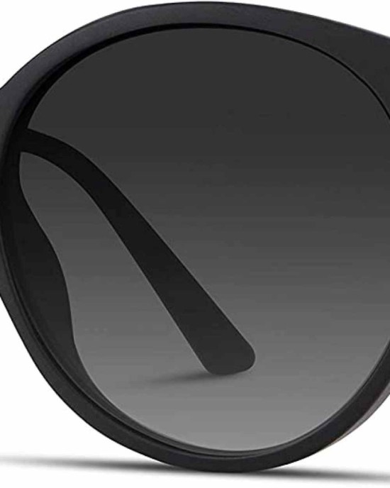 WearMe Pro - Women's Oversized Round Sunglasses with Trendy Gold Metal Temple