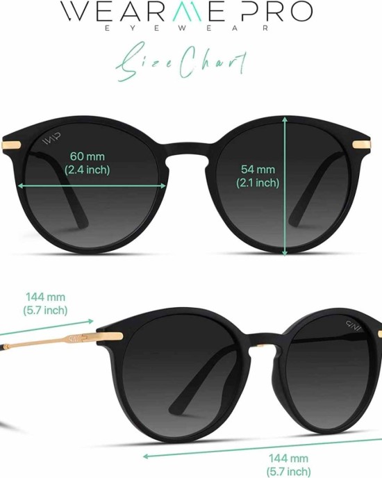 WearMe Pro - Women's Oversized Round Sunglasses with Trendy Gold Metal Temple