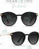 WearMe Pro - Women's Oversized Round Sunglasses with Trendy Gold Metal Temple