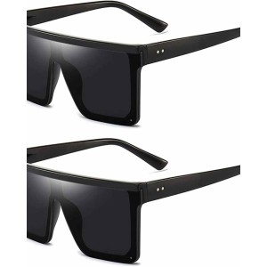 Oversized Flat Top Sunglasses for Women Mens Trendy UV 400 Protection Big Sun Glasses Shades