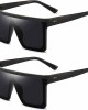 Oversized Flat Top Sunglasses for Women Mens Trendy UV 400 Protection Big Sun Glasses Shades