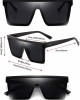 Oversized Flat Top Sunglasses for Women Mens Trendy UV 400 Protection Big Sun Glasses Shades