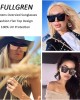 Oversized Flat Top Sunglasses for Women Mens Trendy UV 400 Protection Big Sun Glasses Shades