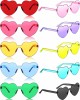 20 Pairs Heart Shaped Rimless Sunglasses Transparent Candy Color Frameless Glasses Trendy Eyewear, 10 Colors