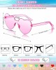 20 Pairs Heart Shaped Rimless Sunglasses Transparent Candy Color Frameless Glasses Trendy Eyewear, 10 Colors