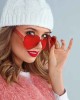 20 Pairs Heart Shaped Rimless Sunglasses Transparent Candy Color Frameless Glasses Trendy Eyewear, 10 Colors