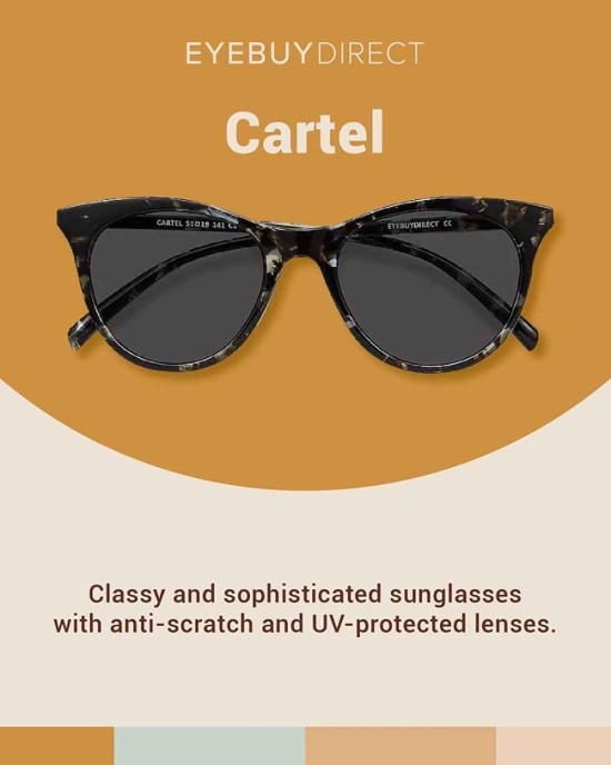 EyeBuyDirect - Mens & Womens Cateye Sunglasses, Anti-Scratch Lens Coating, UV Protection, and Plastic Frame