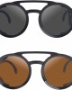 KEITHION Steampunk Style Round Vintage Sunglasses Retro Eyewear For Men Women With Leather Side Glasses