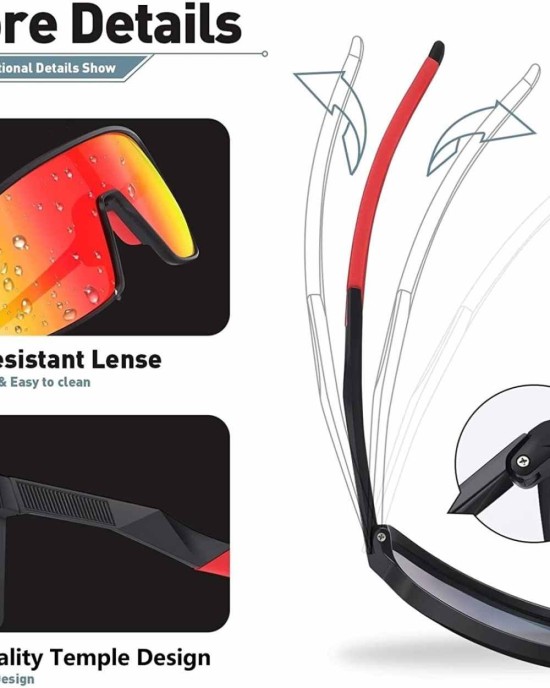 Sports Sunglasses UV Protection Polarized Lens with TR90 Frame for Men Women Outdoor Driving Cycling