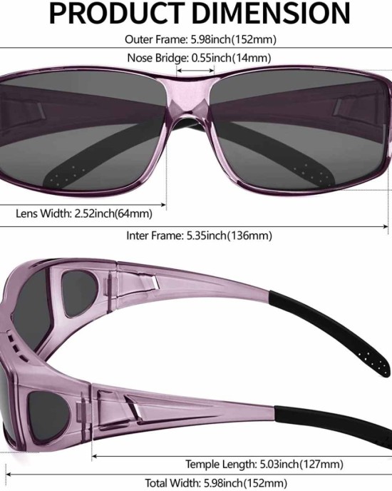 Sunglasses Fit Over Glasses, Polarized 100% UV Protection Wrap-around Sunglasses for Men & Women Driving