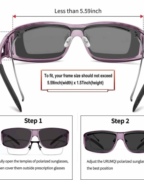 Sunglasses Fit Over Glasses, Polarized 100% UV Protection Wrap-around Sunglasses for Men & Women Driving