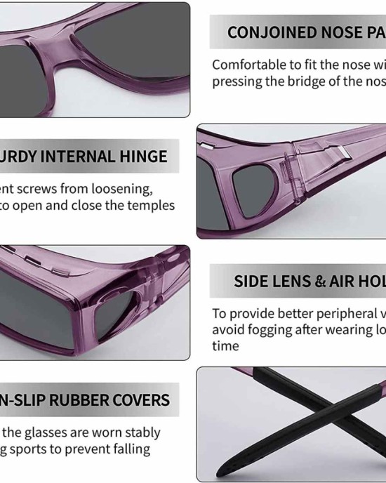 Sunglasses Fit Over Glasses, Polarized 100% UV Protection Wrap-around Sunglasses for Men & Women Driving