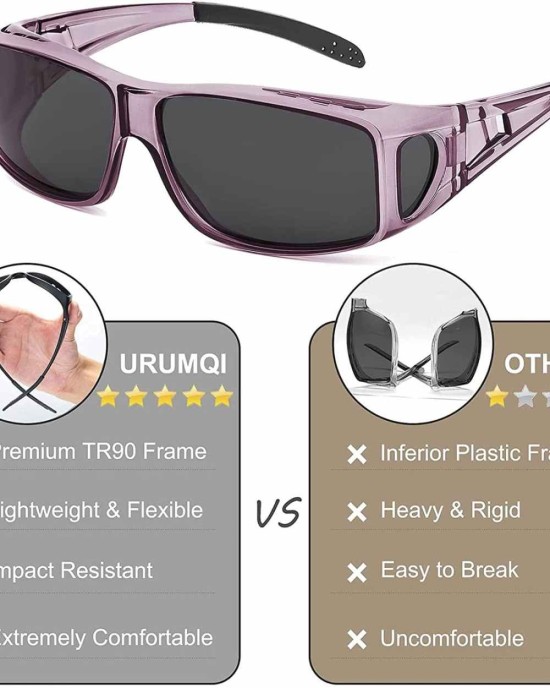 Sunglasses Fit Over Glasses, Polarized 100% UV Protection Wrap-around Sunglasses for Men & Women Driving