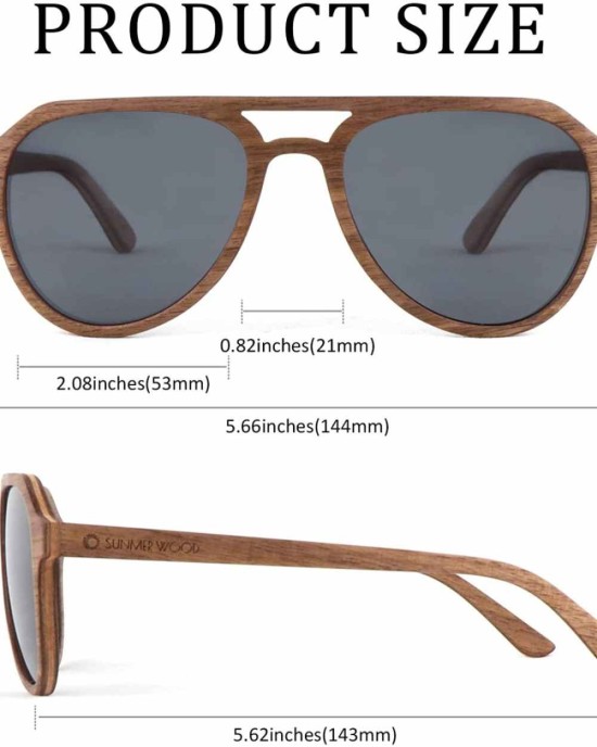 Wood Sunglasses for Men Women Wooden Polarized Sun Glasses with Spring Hinge UV Protection