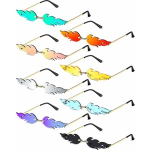8 Pairs Fire Flame Sunglasses Flame Rimless Sunglasses Fun Sunglasses Cool Novelty Party Sunglasses for Women Men
