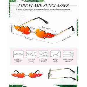 8 Pairs Fire Flame Sunglasses Flame Rimless Sunglasses Fun Sunglasses Cool Novelty Party Sunglasses for Women Men