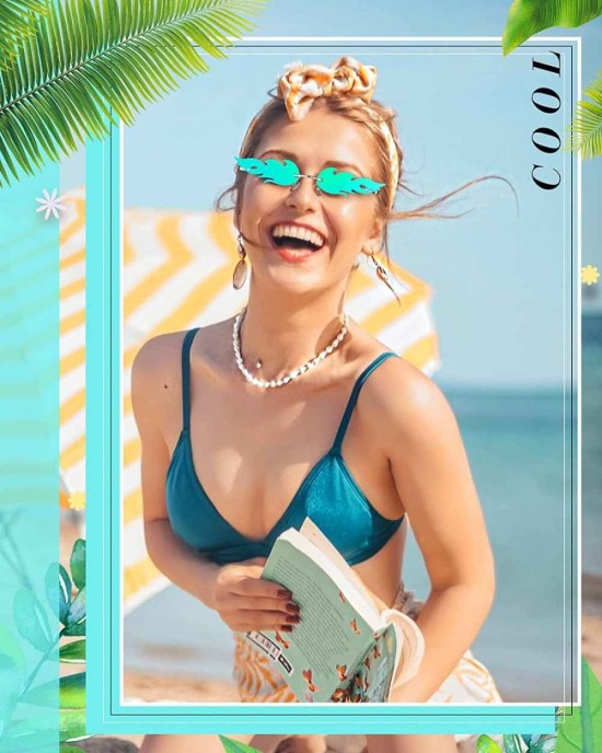 8 Pairs Fire Flame Sunglasses Flame Rimless Sunglasses Fun Sunglasses Cool Novelty Party Sunglasses for Women Men