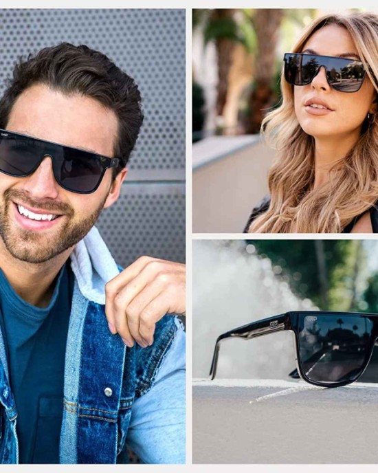 WMP Eyewear - Flat Full Mirrored Lens Square Trendy Oversized Sunglasses