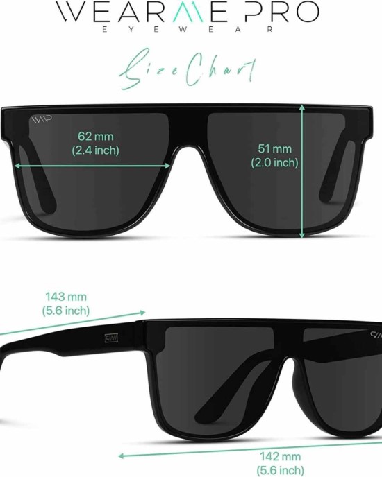 WMP Eyewear - Flat Full Mirrored Lens Square Trendy Oversized Sunglasses