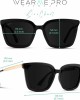 WMP Eyewear - Square Oversized Metal Frame Fashion Style Women Polarized Sunglasses