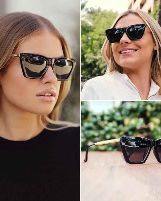 WMP Eyewear - Square Cat Eye Shape Metal Frame Fashion Polarized Mirrored Sunglasses