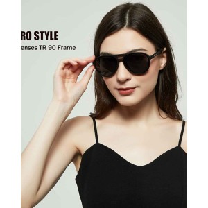 Lightweight TAC Polarized Tinted Classic Vintage Retro 70s Sunglasses, TR-90 Frame for Women Men, UV 400 Protection