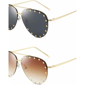Dollger Studded Sunglasses for Women Fashion Studded Aviator Sunglasses Metal Frame UV 400