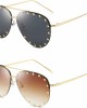 Dollger Studded Sunglasses for Women Fashion Studded Aviator Sunglasses Metal Frame UV 400