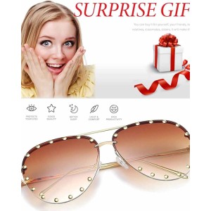 Dollger Studded Sunglasses for Women Fashion Studded Aviator Sunglasses Metal Frame UV 400