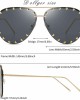 Dollger Studded Sunglasses for Women Fashion Studded Aviator Sunglasses Metal Frame UV 400