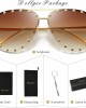 Dollger Studded Sunglasses for Women Fashion Studded Aviator Sunglasses Metal Frame UV 400