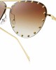 Dollger Studded Sunglasses for Women Fashion Studded Aviator Sunglasses Metal Frame UV 400