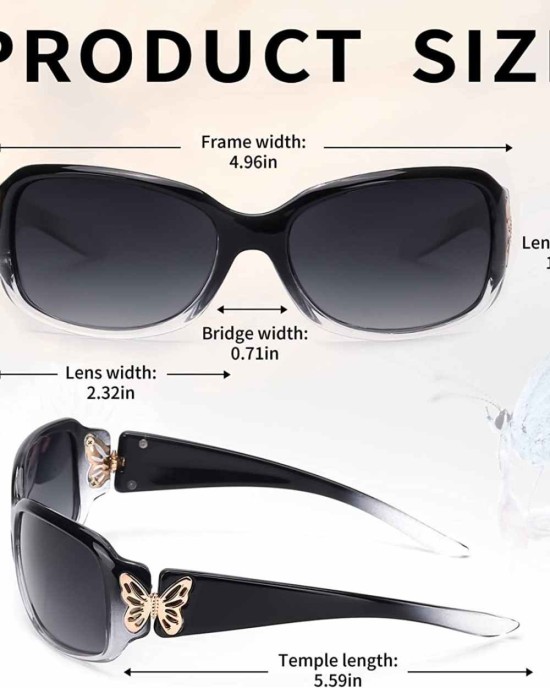 LVIOE Polarized Sunglasses for Women, Fashion Butterfly Decoration Driving Fishing-100% UV Protection