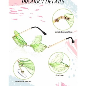 7 Pieces Dragonfly Sunglasses Fairy Glasses Butterfly Glasses Rimless Sunglasses for Women Men
