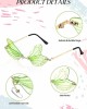 7 Pieces Dragonfly Sunglasses Fairy Glasses Butterfly Glasses Rimless Sunglasses for Women Men