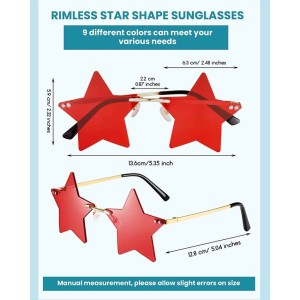 9 Pairs Rimless Star Sunglasses Pentagram Personality Glasses Eyewear Funky Festival Sunglasses for Women