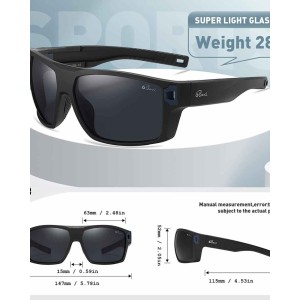 Bevi Square Polarized Sunglasses UV 400 Protection with TR90 Lightweight Frame Glasses for Women Men