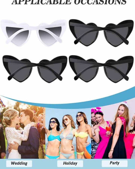 9 Pairs Heart Shaped Sunglasses Vintage Heart Sunglasses Women Retro Eyeglasses for Shopping Traveling Party Accessories